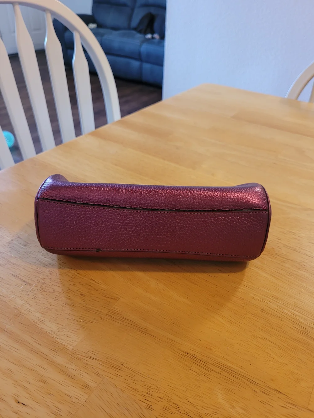 Coach Pebble Leather Zip Brush Case In Metallic Berry